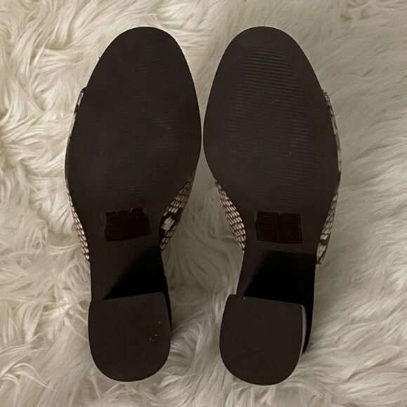 Aldo Snake Print Leather Slip on Block High Heel Sandal Shoe Mules Size 8 bin 3L - Picture 7 of 7